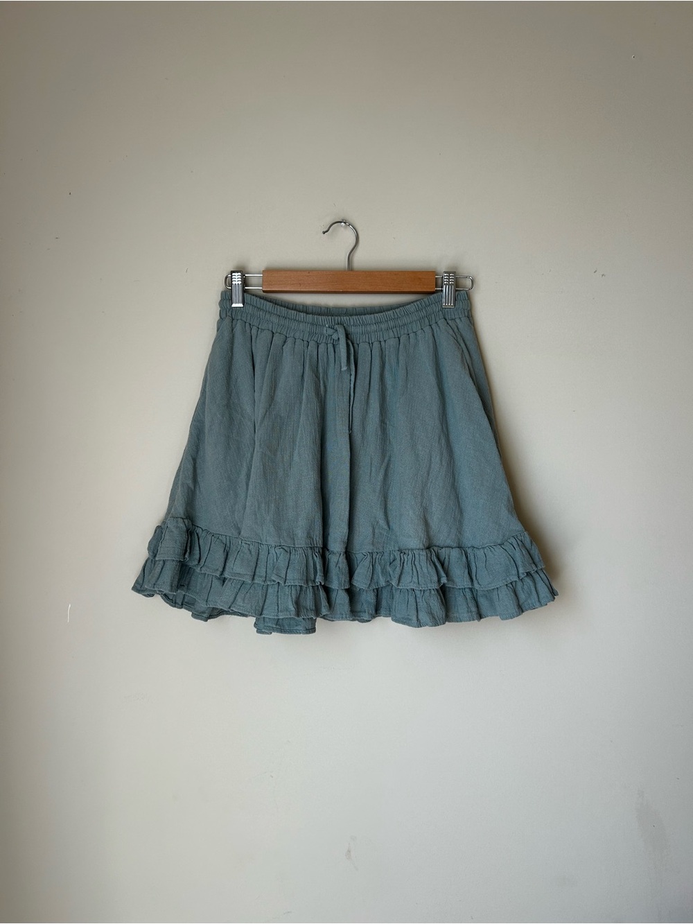 H&M Teal Ruffle Tiered Skater Skirt